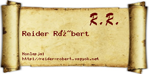 Reider Róbert névjegykártya